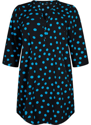 Tunic with dots and 3/4 sleeves, Black Blue Dot, Packshot image number 0