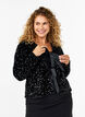 Sequin blouse with tie details, Black, Model image number 0