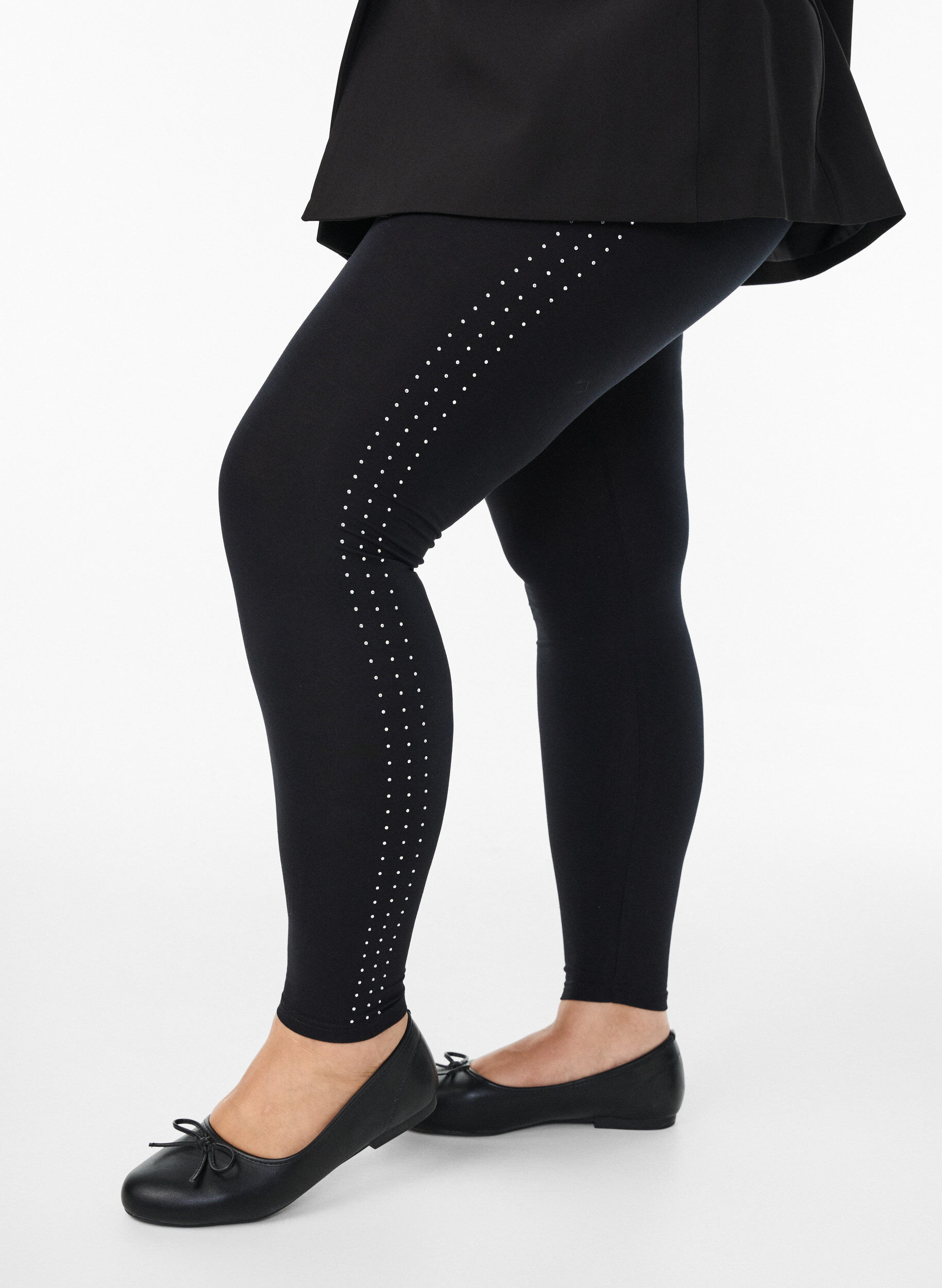 Leggings with rhinestone detail, Black, Model