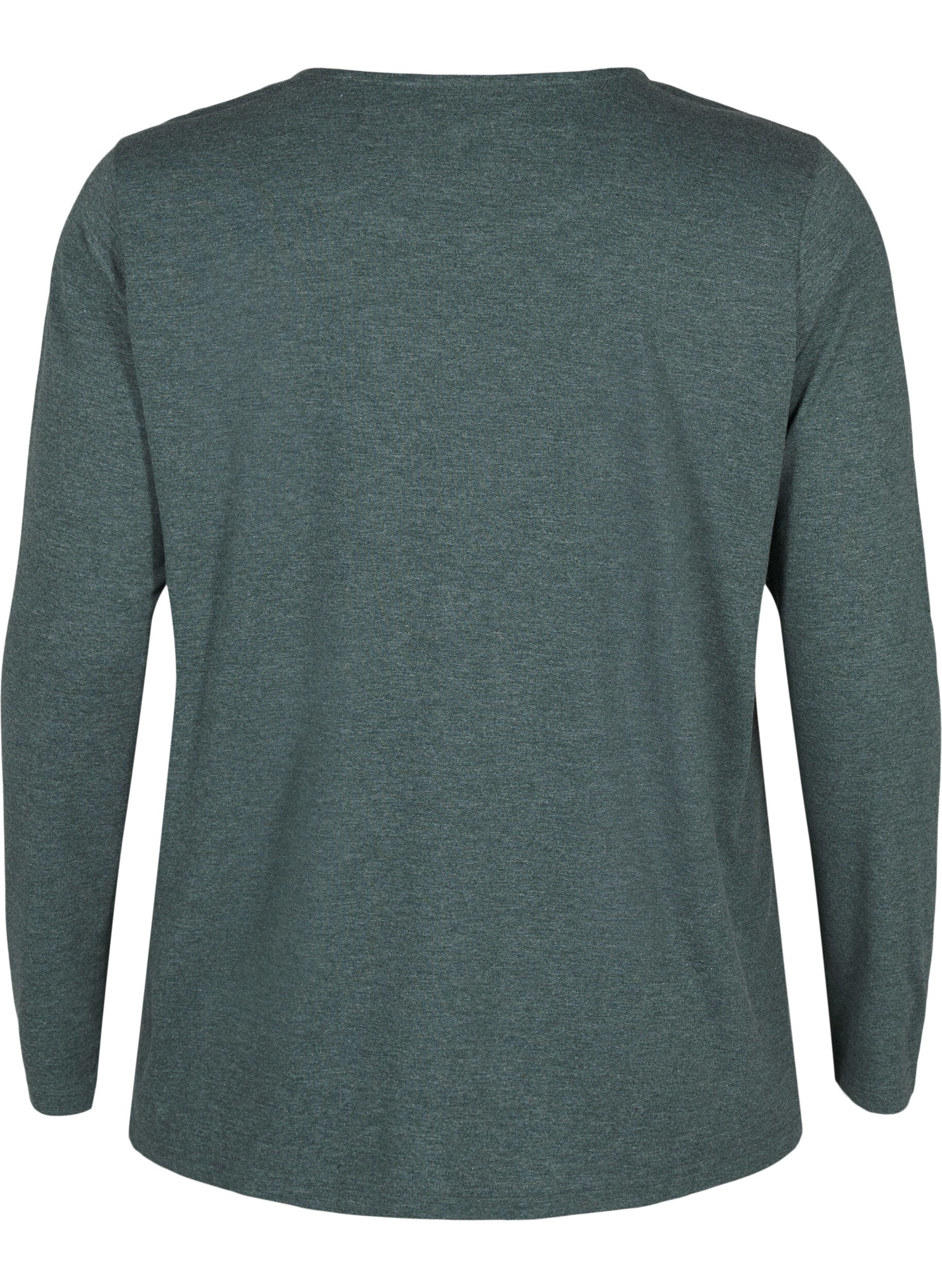 Zizzifashion Long-sleeved T-shirt with round neck, Scarab Mel., Packshot image number 1