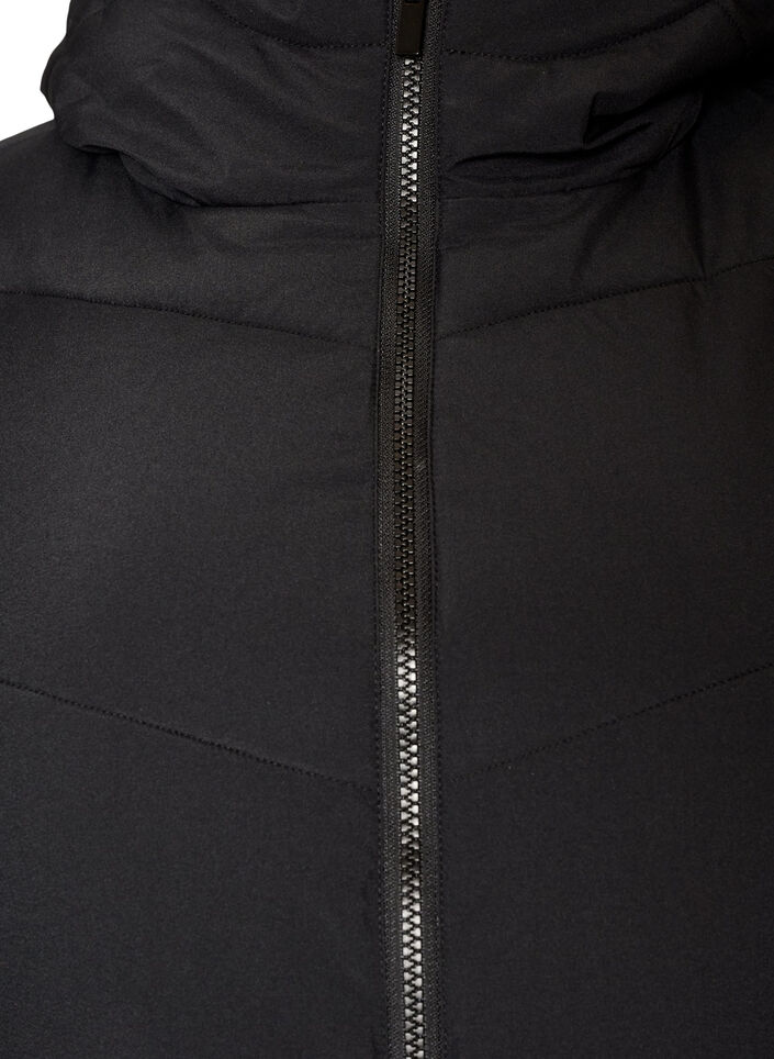 Mid-length puffer jacket with hood, Black, Packshot image number 2