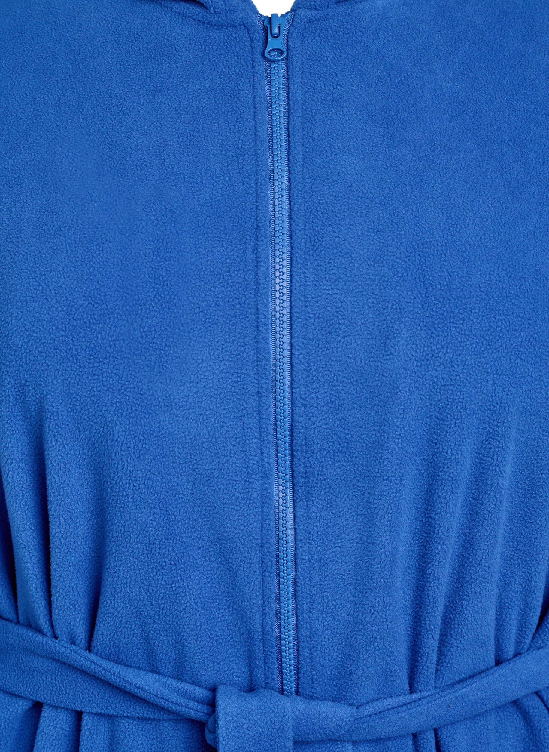 Zizzifashion Morning robe with zipper and hood, Blue, Packshot image number 2