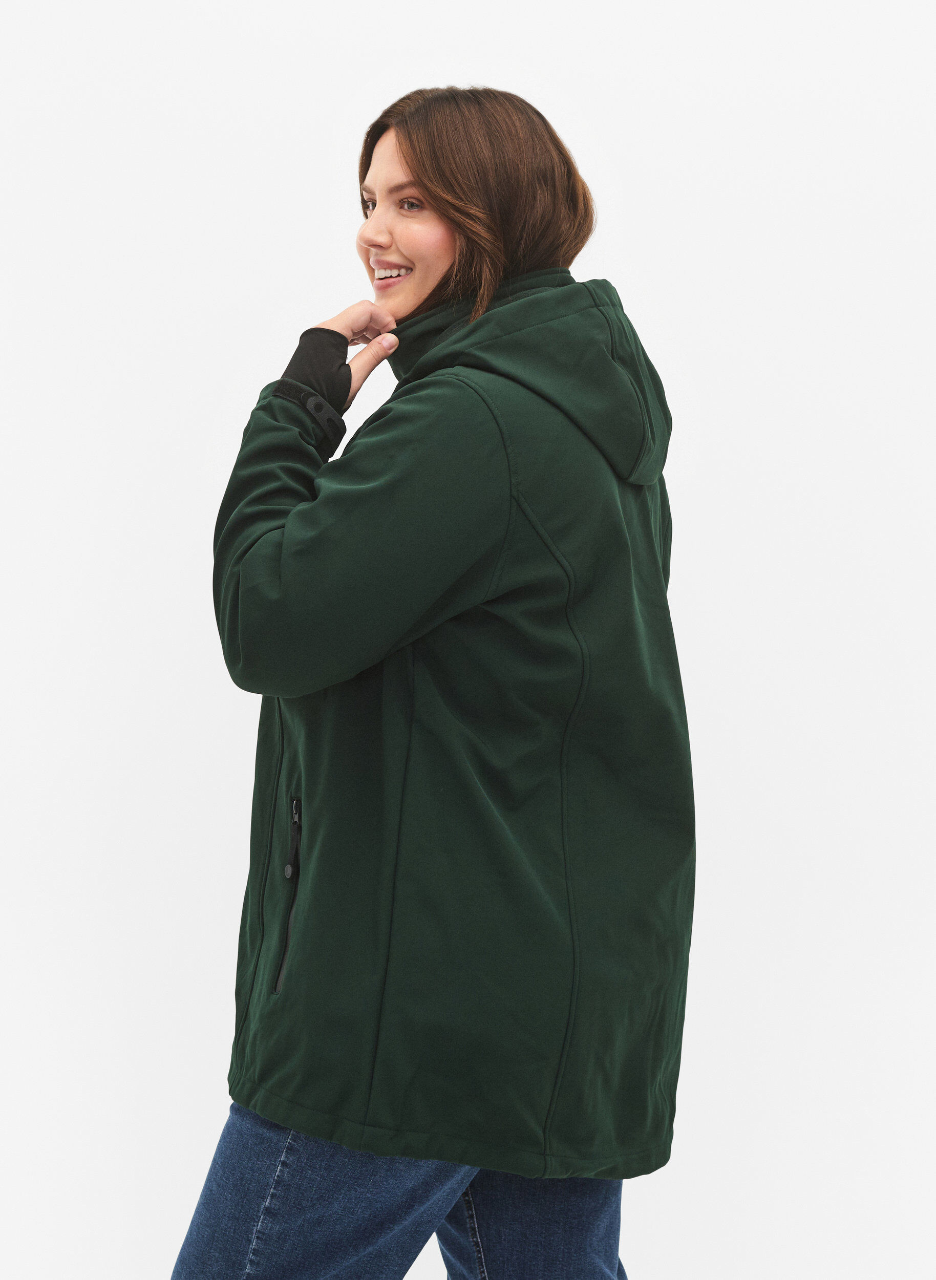 Zizzifashion Short softshell jacket with detachable hood, Green, Model image number 2