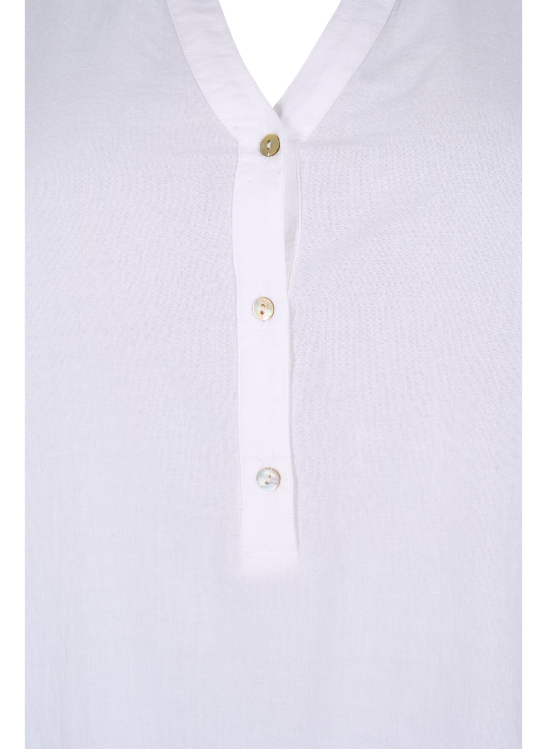 Zizzifashion Shirt-blouse with broderie anglaise and 3/4 sleeves, Bright White, Packshot image number 2