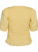 Smock blouse with a ruffle hem and boat neck, Yellow, Packshot image number 1