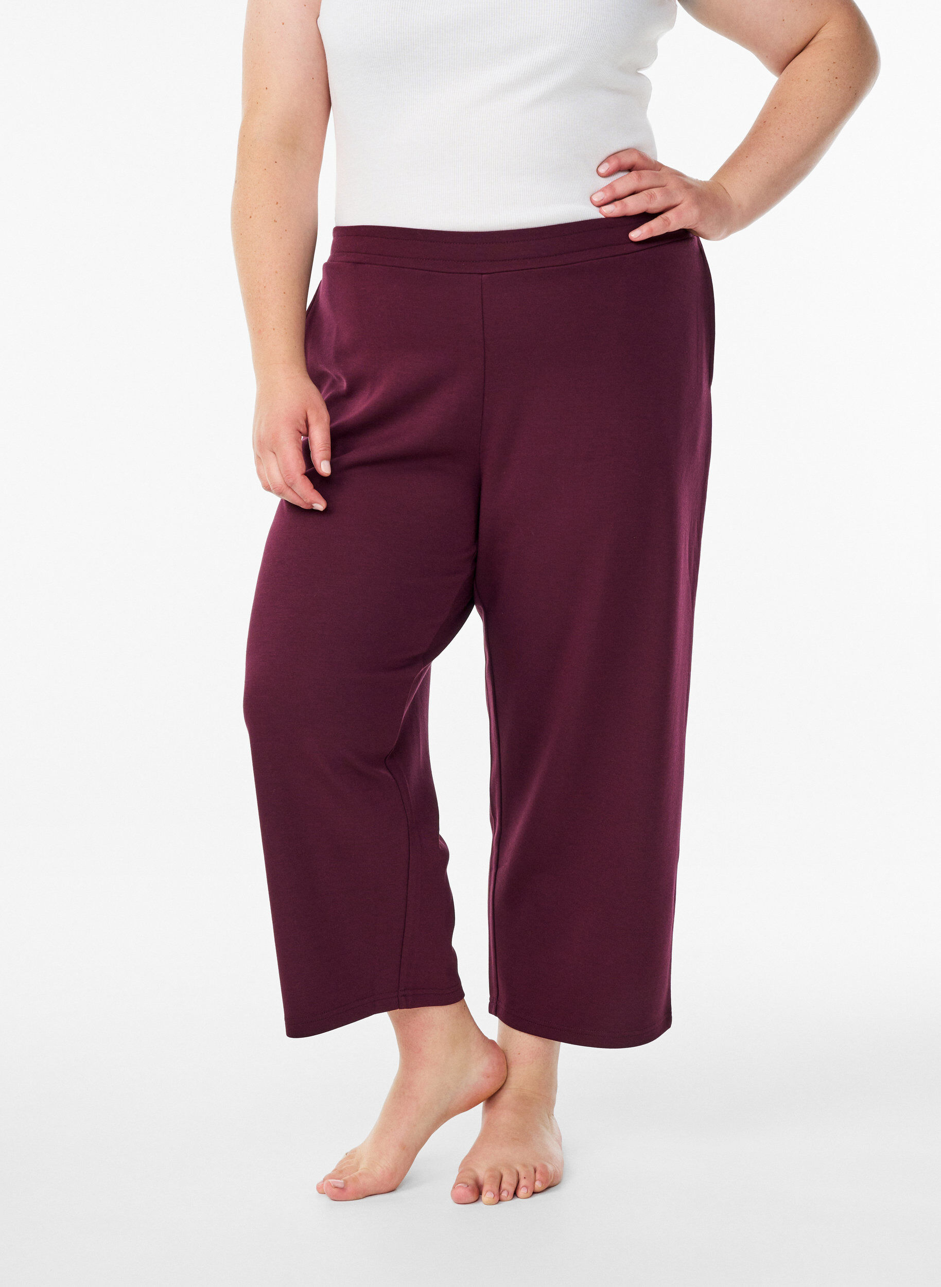 Zizzifashion 7/8 modal mix pants with pockets, Dark Bordeaux, Model image number 2
