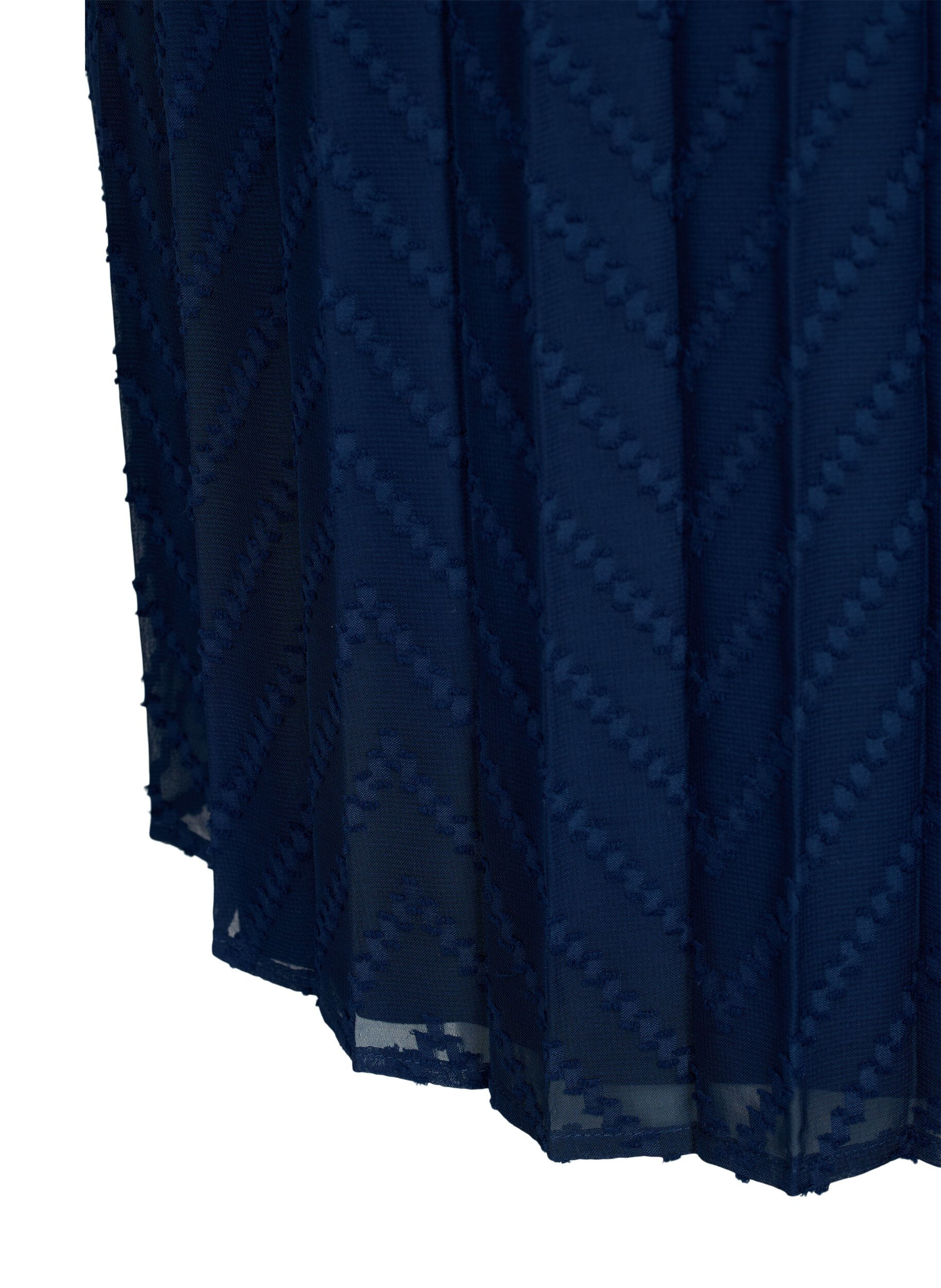 Zizzifashion Short sleeved pleated dress, Navy Blazer, Packshot image number 3