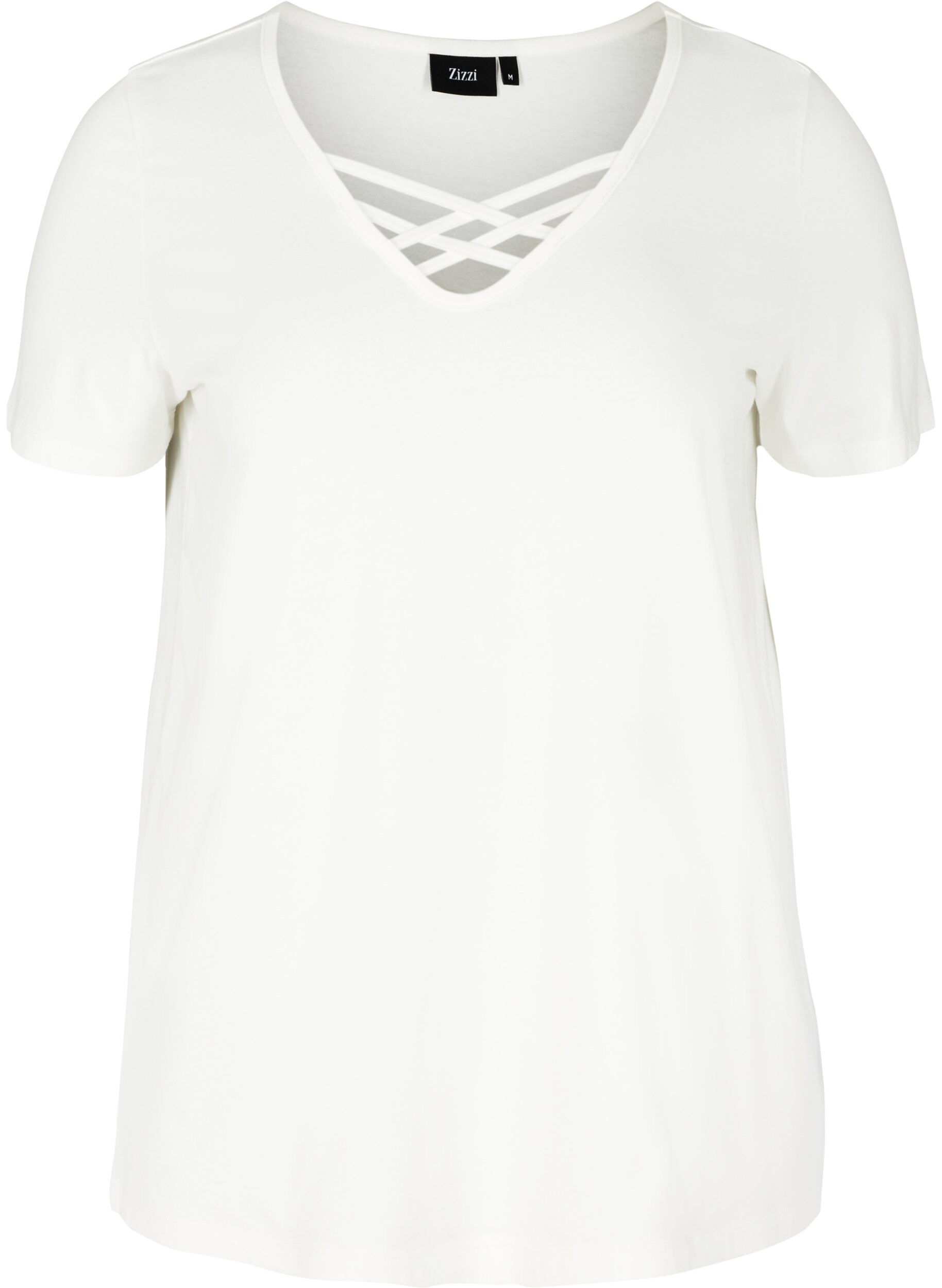 Zizzifashion Short sleeve t-shirt with v-neckline, Warm Off-white, Packshot image number 0