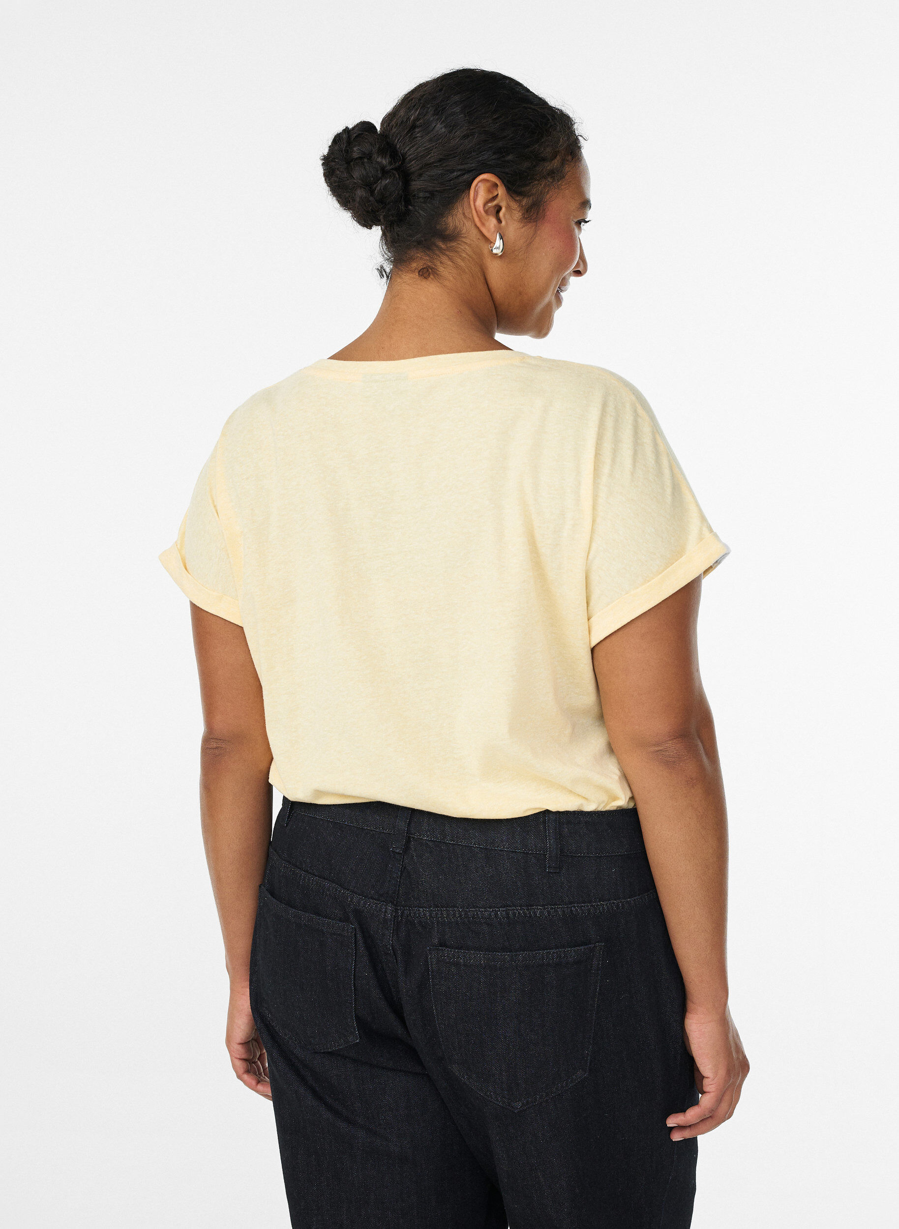 Zizzifashion Melange t-shirt with short sleeves, Yellow, Model image number 2