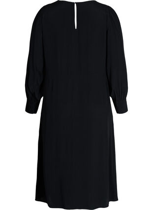 Long viscose blouse with high slit, Black, Packshot image number 1