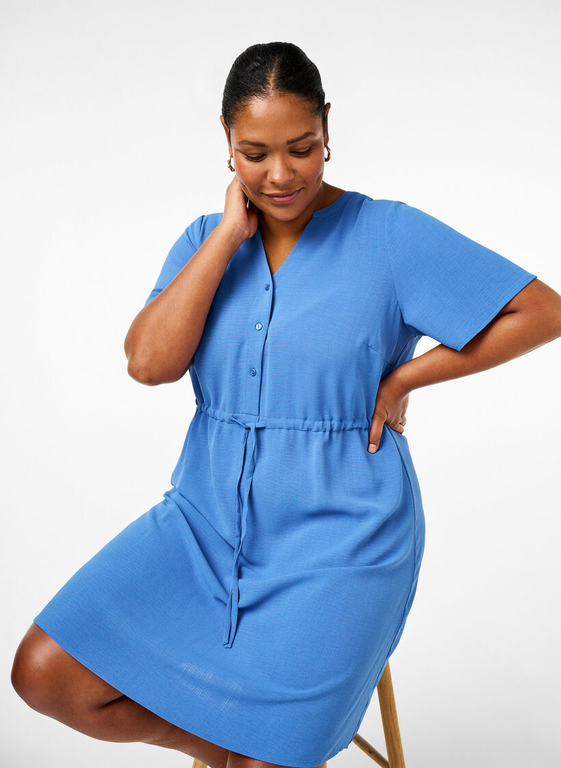 Short sleeve dress with tie waist, Riverside, Image image number 0