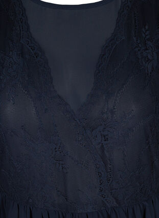 Long short-sleeved dress with lace, Night Sky, Packshot image number 2