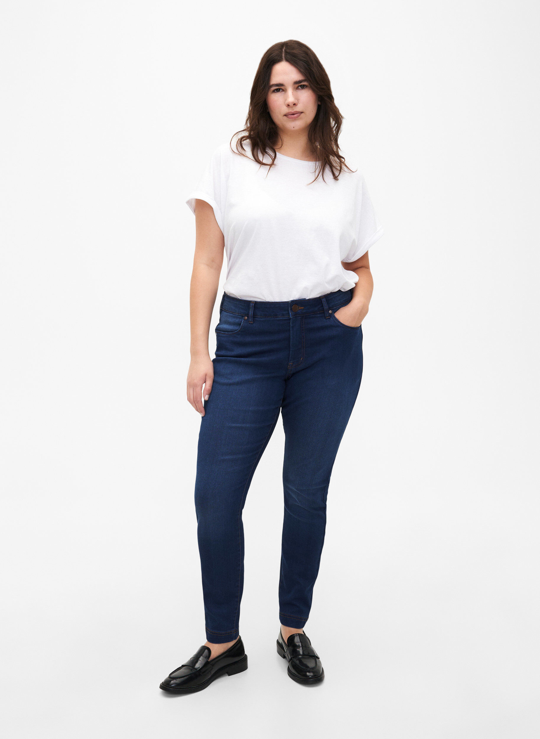 Zizzifashion Viona regular waist jeans, Blue, Model image number 0