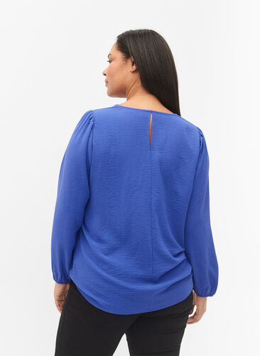 Blouse with puff sleeves, Royal Blue, Model image number 1