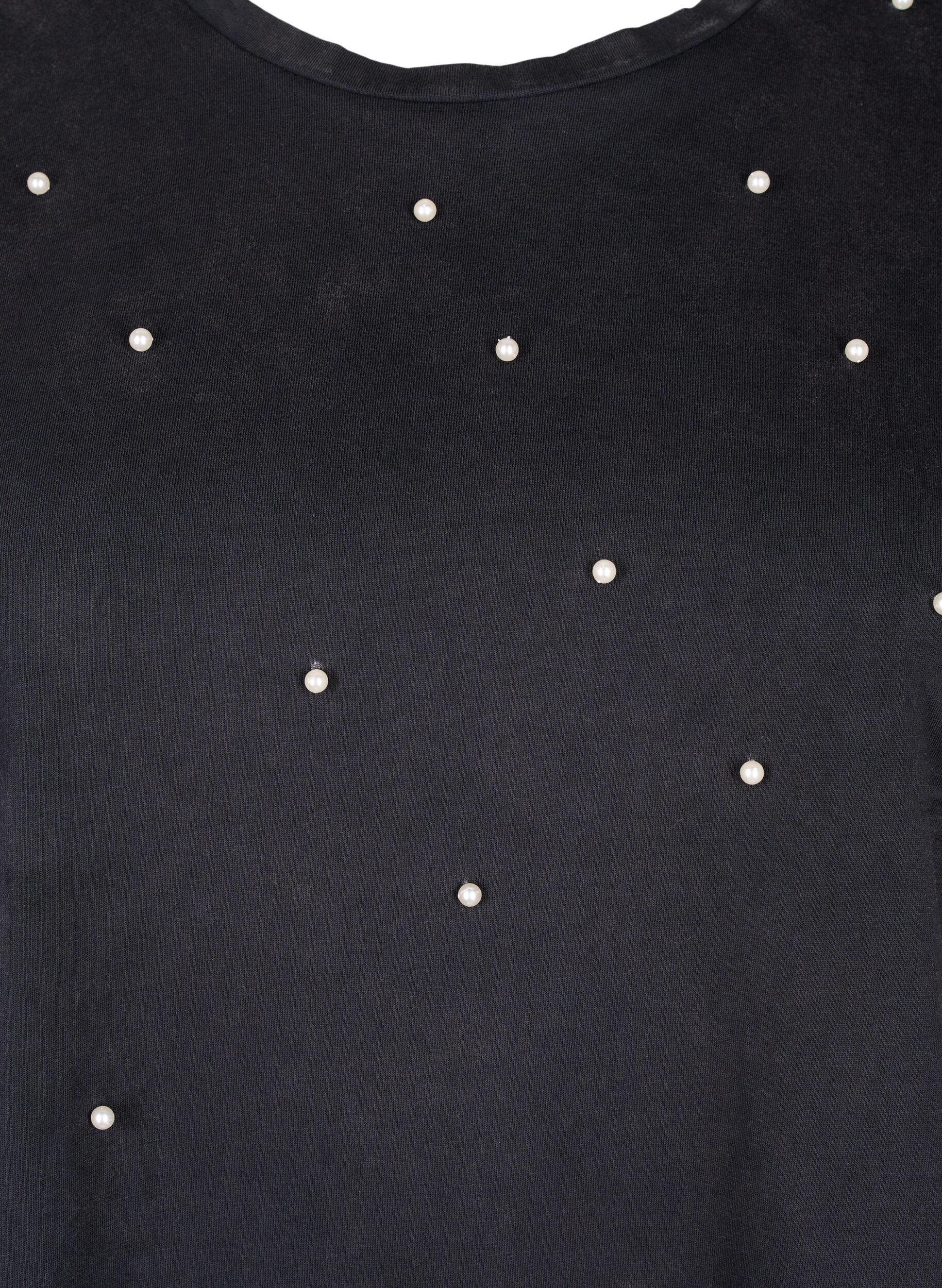 Zizzifashion T-shirt with pearls, Grey washed, Packshot image number 2