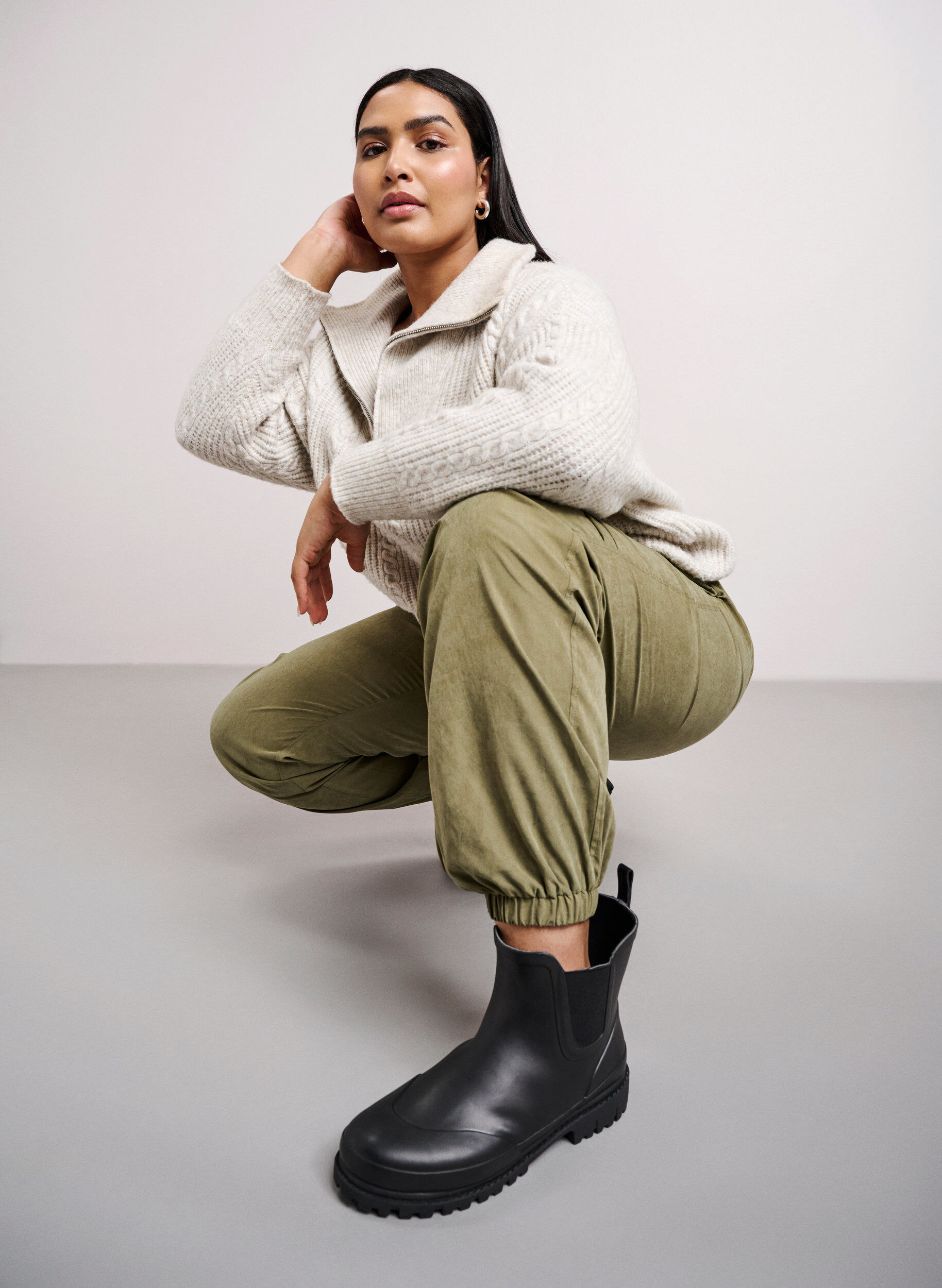 Zizzifashion Short wide fit rubber boot, Black, Image image number 0