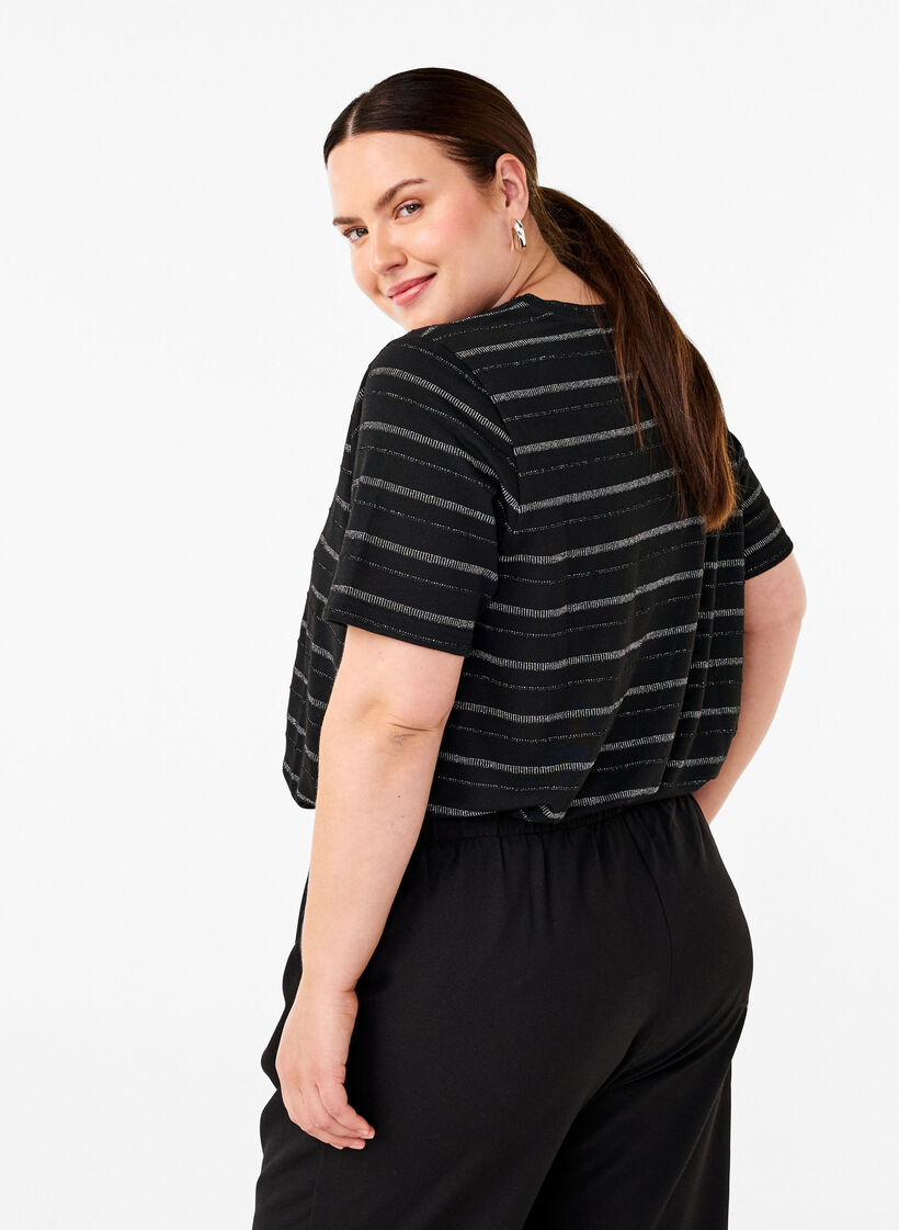 T-shirt with silver glitter, Black w. Silver, Model image number 1