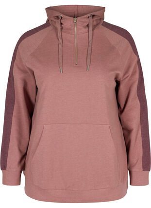 Sweatshirt with a hood and pocket, Rose Taupe Melange, Packshot image number 0