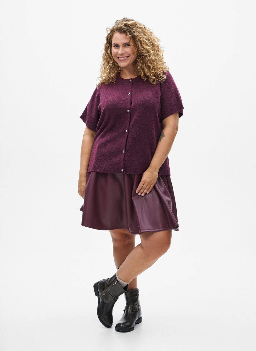 Knitwear cardigan with short sleeves, Dark Bordeaux, Model image number 1
