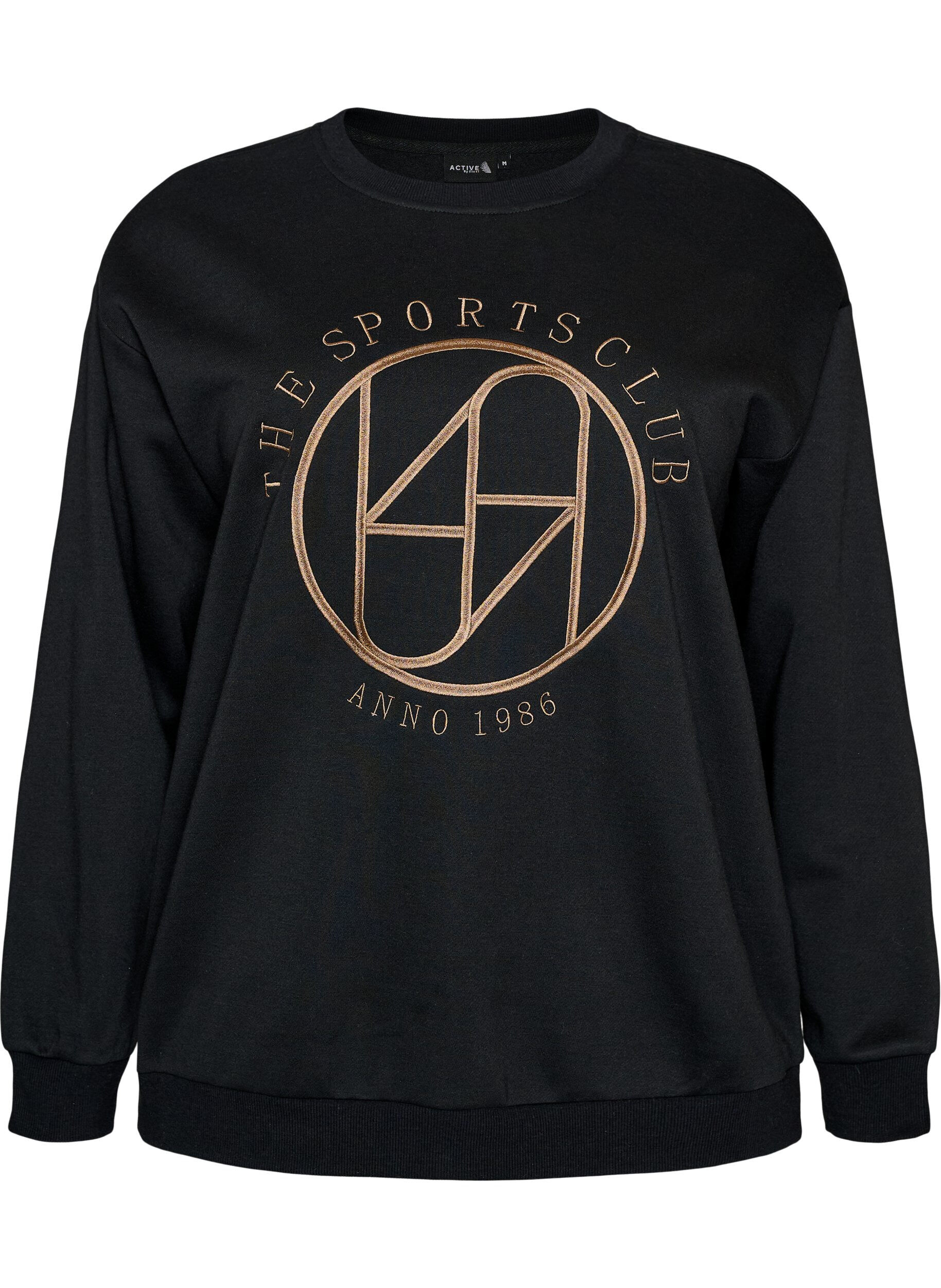ZizzifashionSweatshirt with embroidered text, Black, Packshot image number 0
