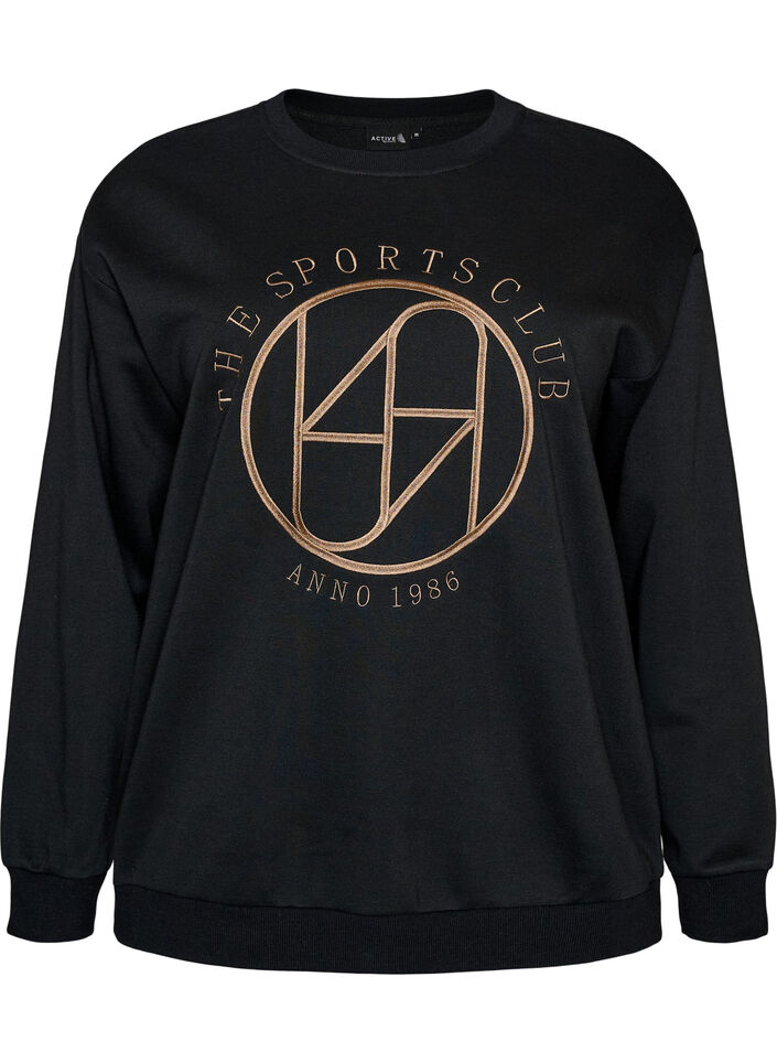 Sweatshirt with embroidered text, Black, Packshot image number 0