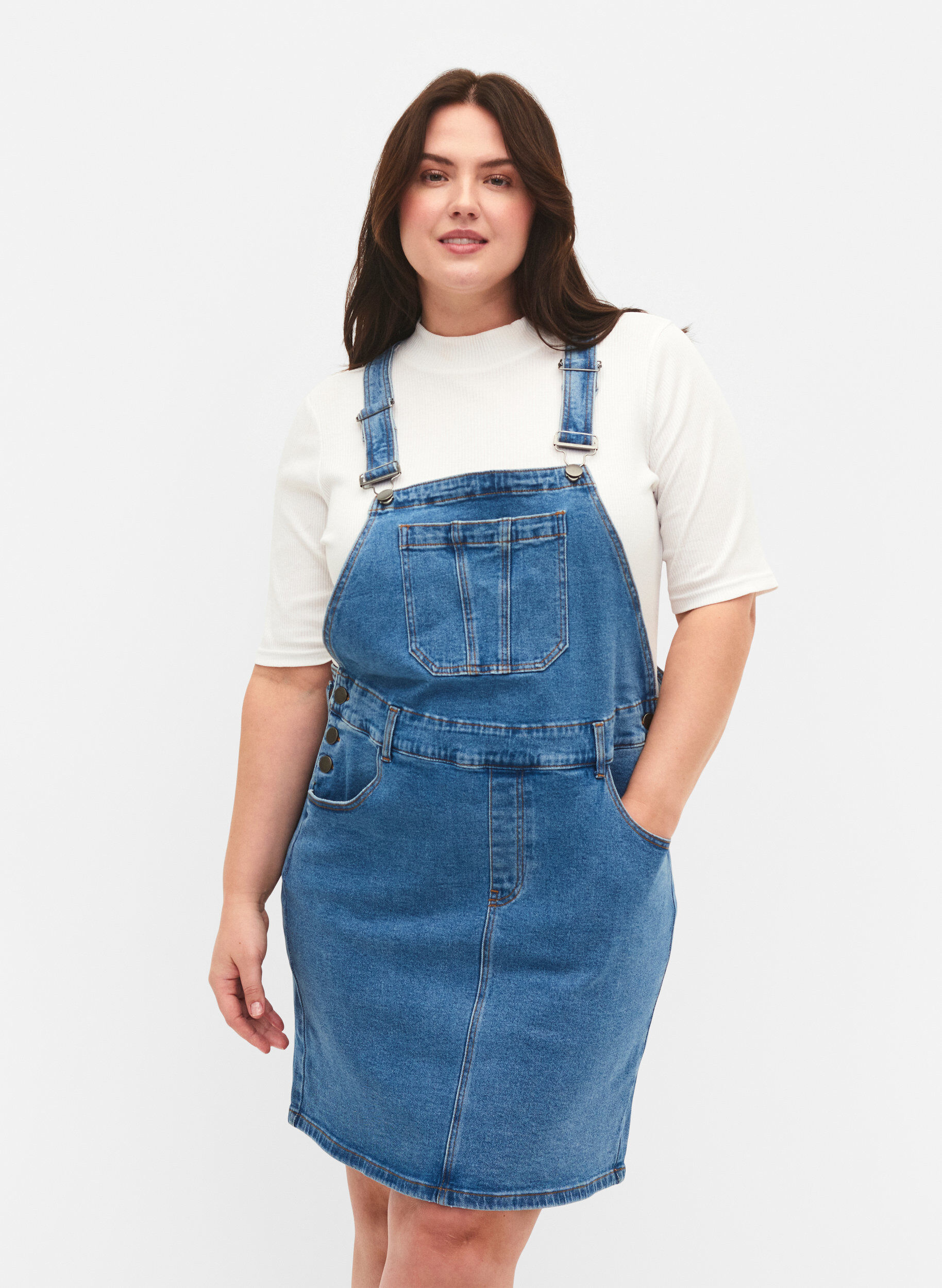 Zizzifashion Overalls dress in denim, Blue, Model image number 0