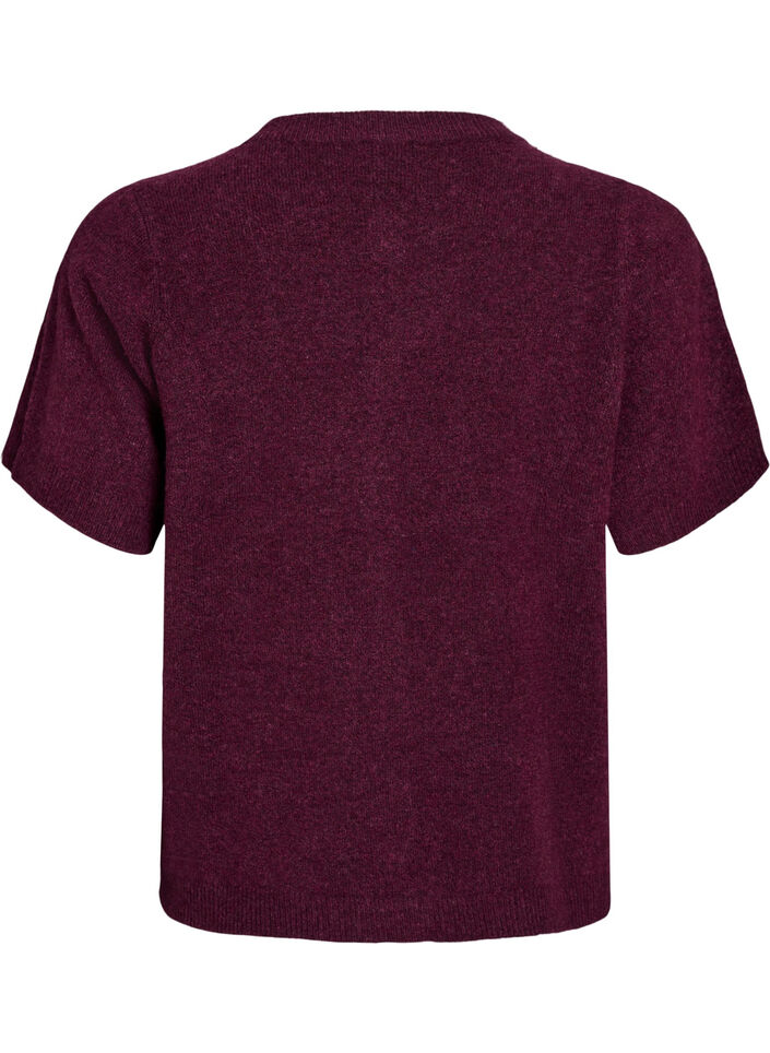 Knitwear cardigan with short sleeves, Dark Bordeaux, Packshot image number 1