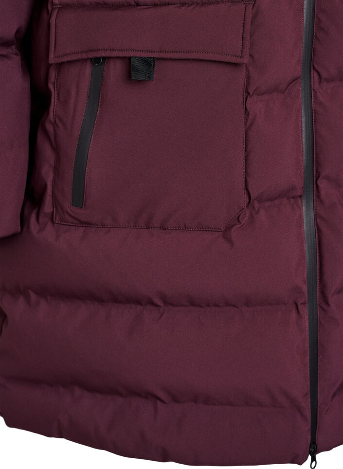 Puffer coat with hood and pockets, Dark Bordeaux, Packshot image number 3