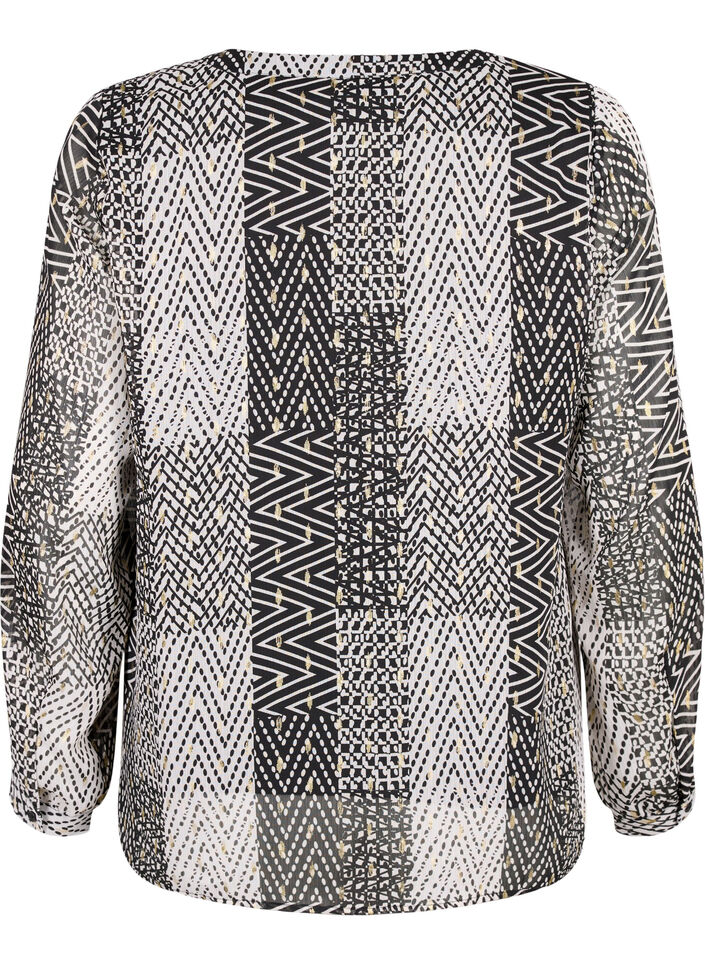 Printed blouse with v-neckline, Black, Packshot image number 1