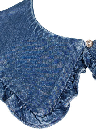 Denim collar with ruffled trim, Blue denim, Packshot image number 2