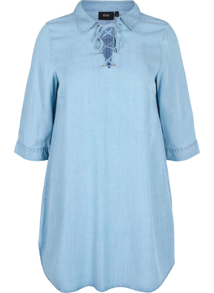 Tunic with 3/4 sleeves, Light blue denim, Packshot image number 0