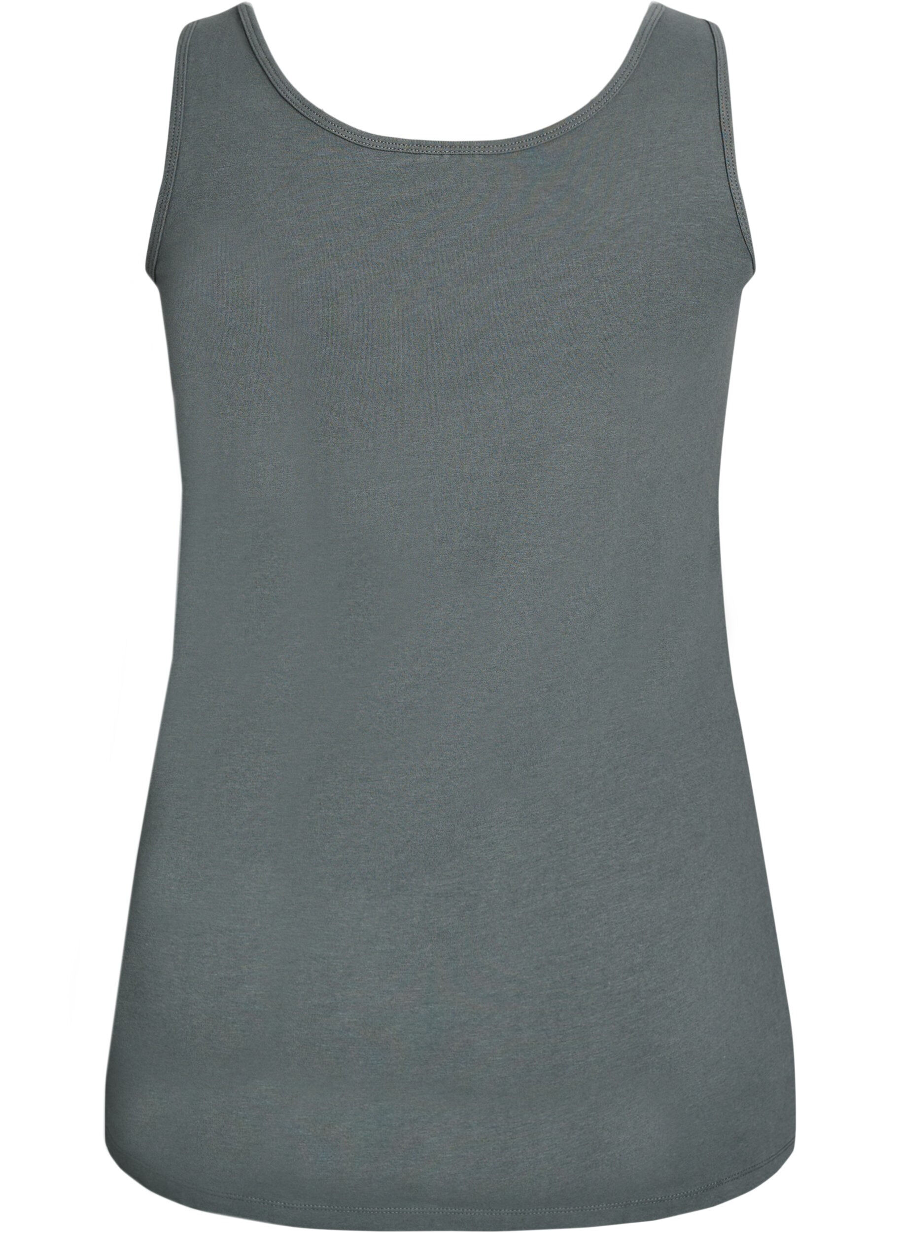ZizzifashionSolid color basic top in cotton, Green, Packshot image number 1