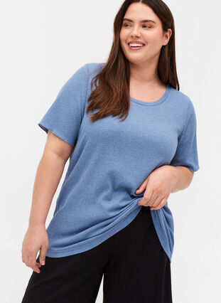 Short-sleeved t-shirt in ribbed fabric, Infinity , Model image number 2
