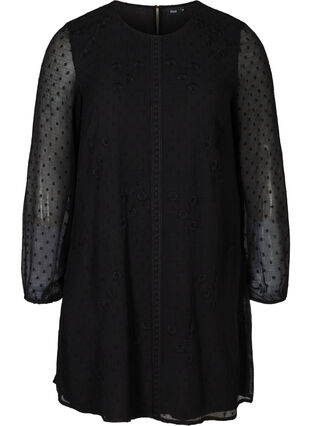 Long-sleeved A-line dress, Black, Packshot image number 0