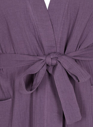 Cotton dressing gown with tie belt, Vintage Violet, Packshot image number 2