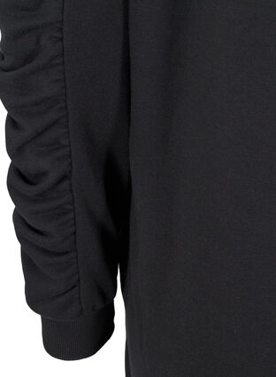 Sweatshirt dress with pockets and ruched sleeves, Black, Packshot image number 3