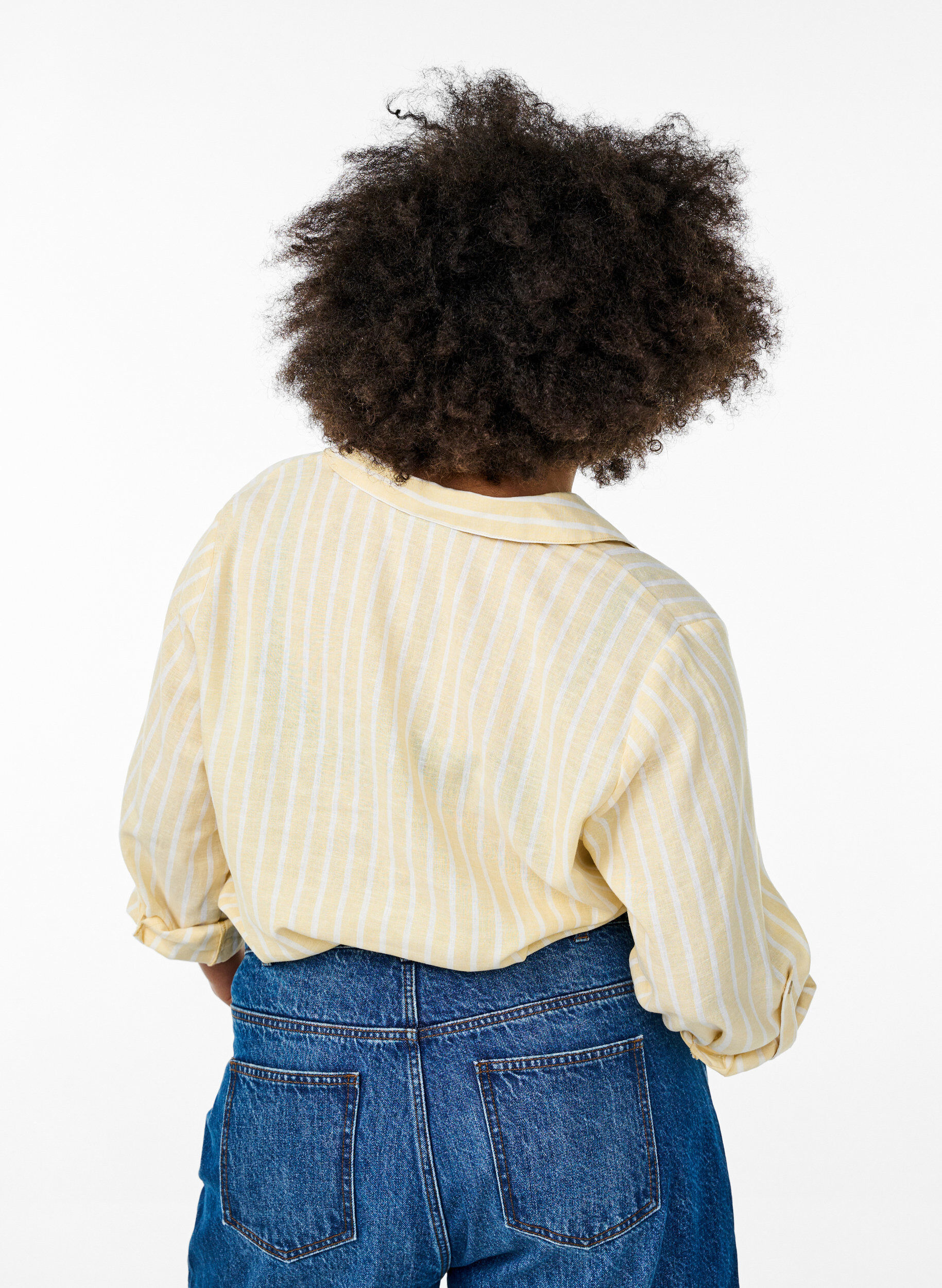 Zizzifashion Shirt in linen and viscose with 3/4 sleeves, Beige, Model image number 2