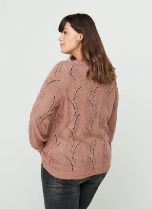 Pattern knitted top with wool, Burlwood mel, Model image number 1