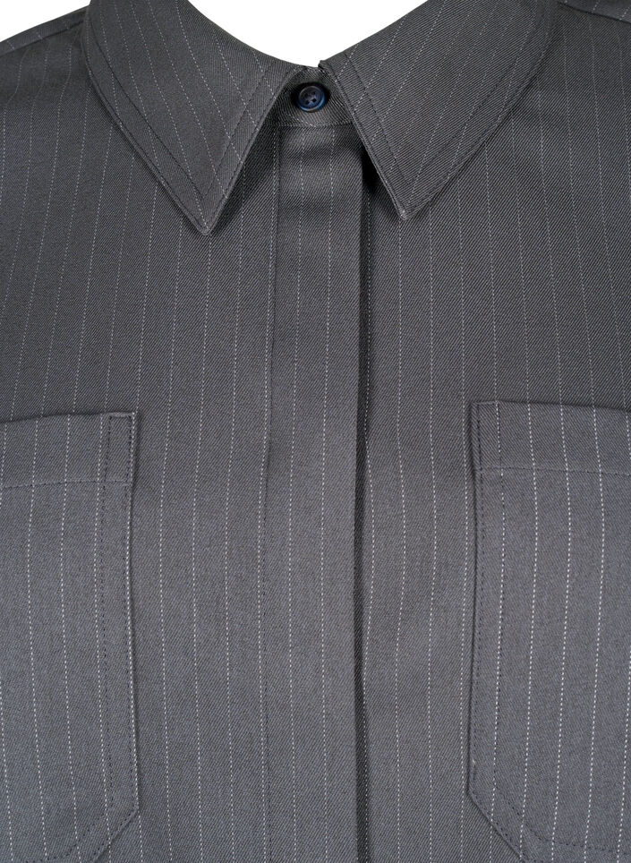 Pinstriped shirt with collar and chest pockets, Dark Shadow Pin St., Packshot image number 2