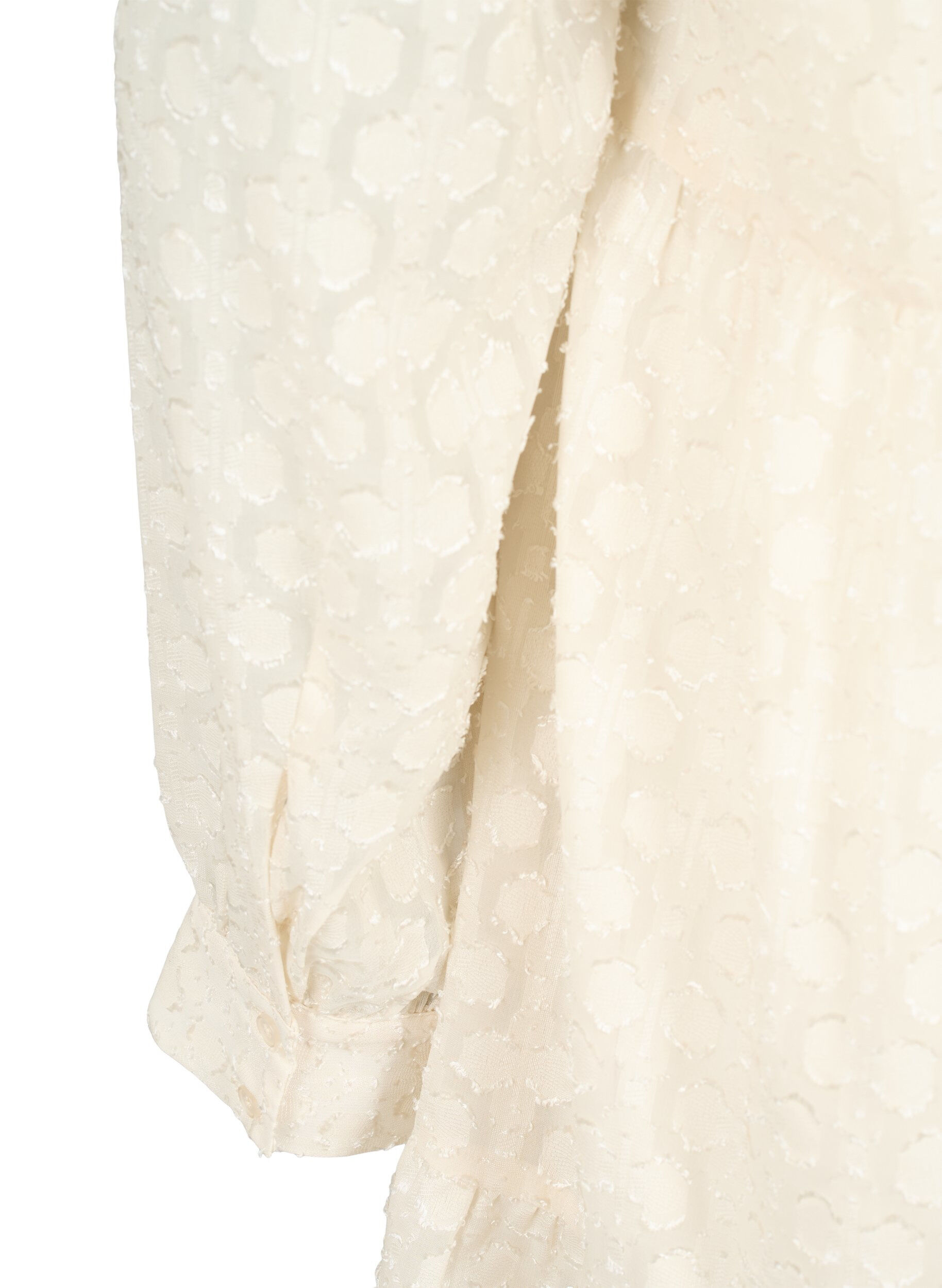 Zizzifashion Jacquard dress with ruffle collar, Birch, Packshot image number 3