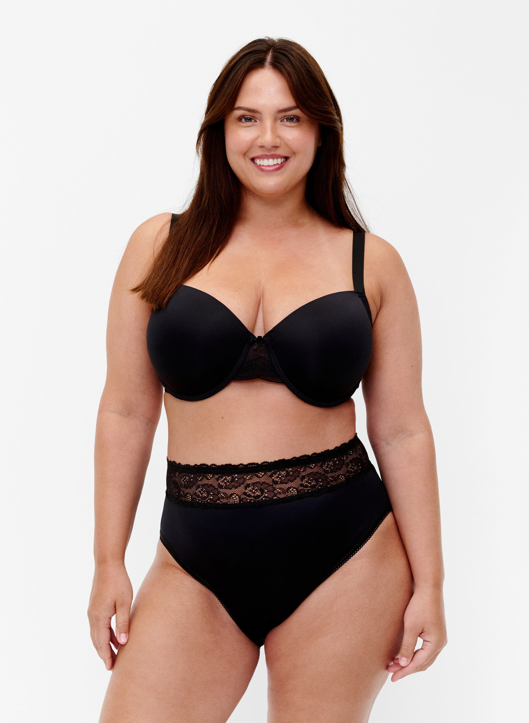 Period panties with lace, Black, Model