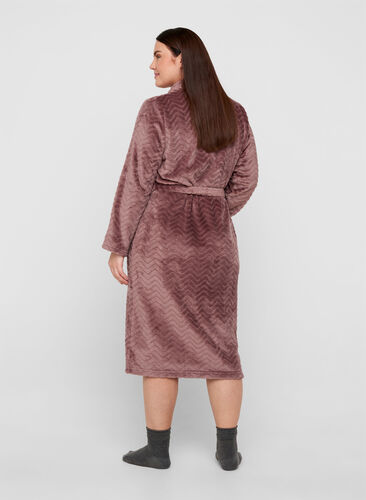 Long dressing gown with pockets, Rose Taupe, Model image number 1