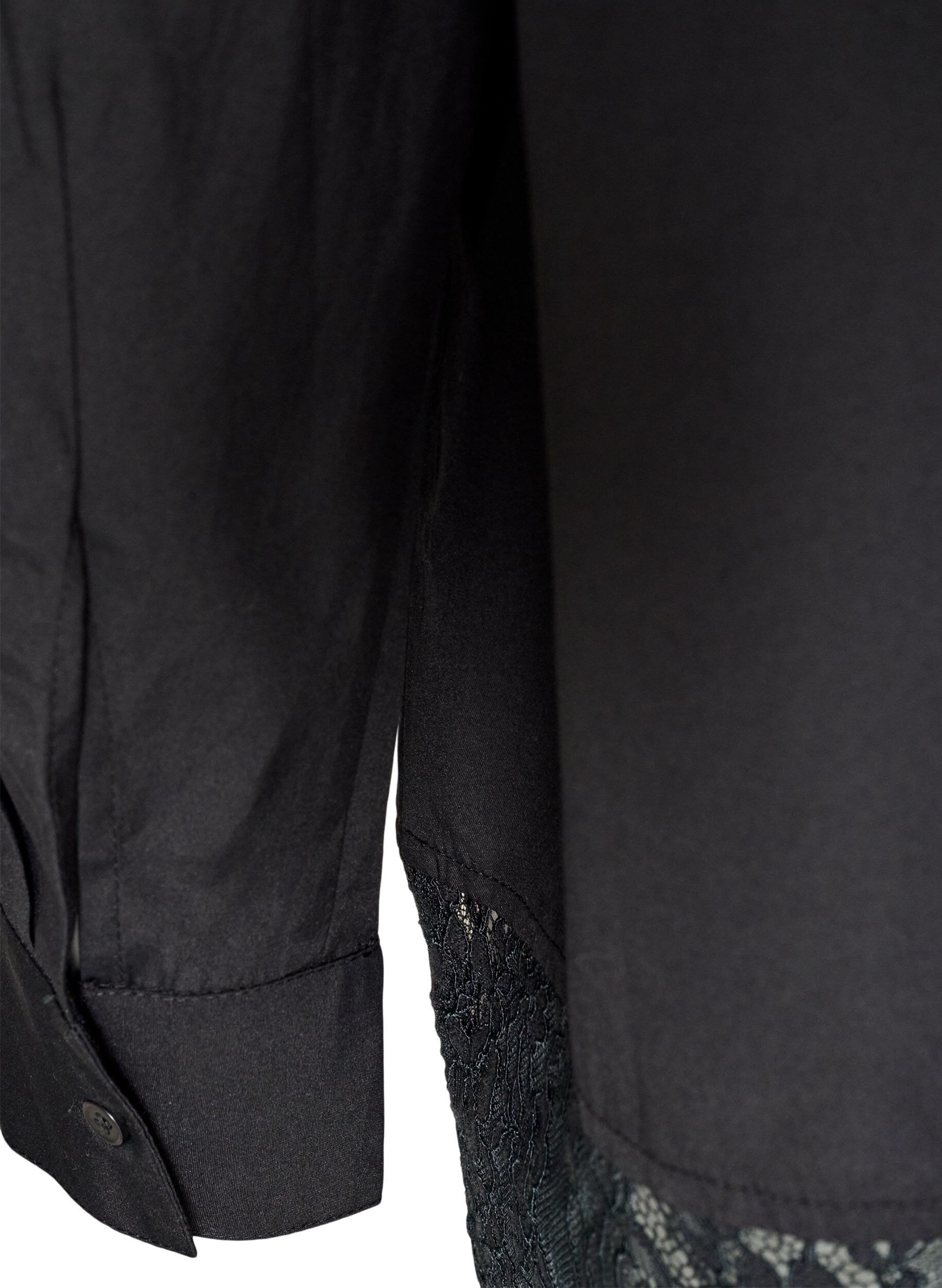 ZizzifashionLoose shirt with a wide lace trim, Black, Packshot image number 3