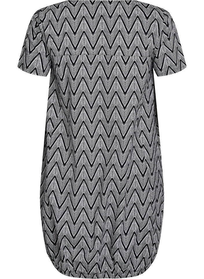 Short-sleeved, printed cotton dress, Black, Packshot image number 1