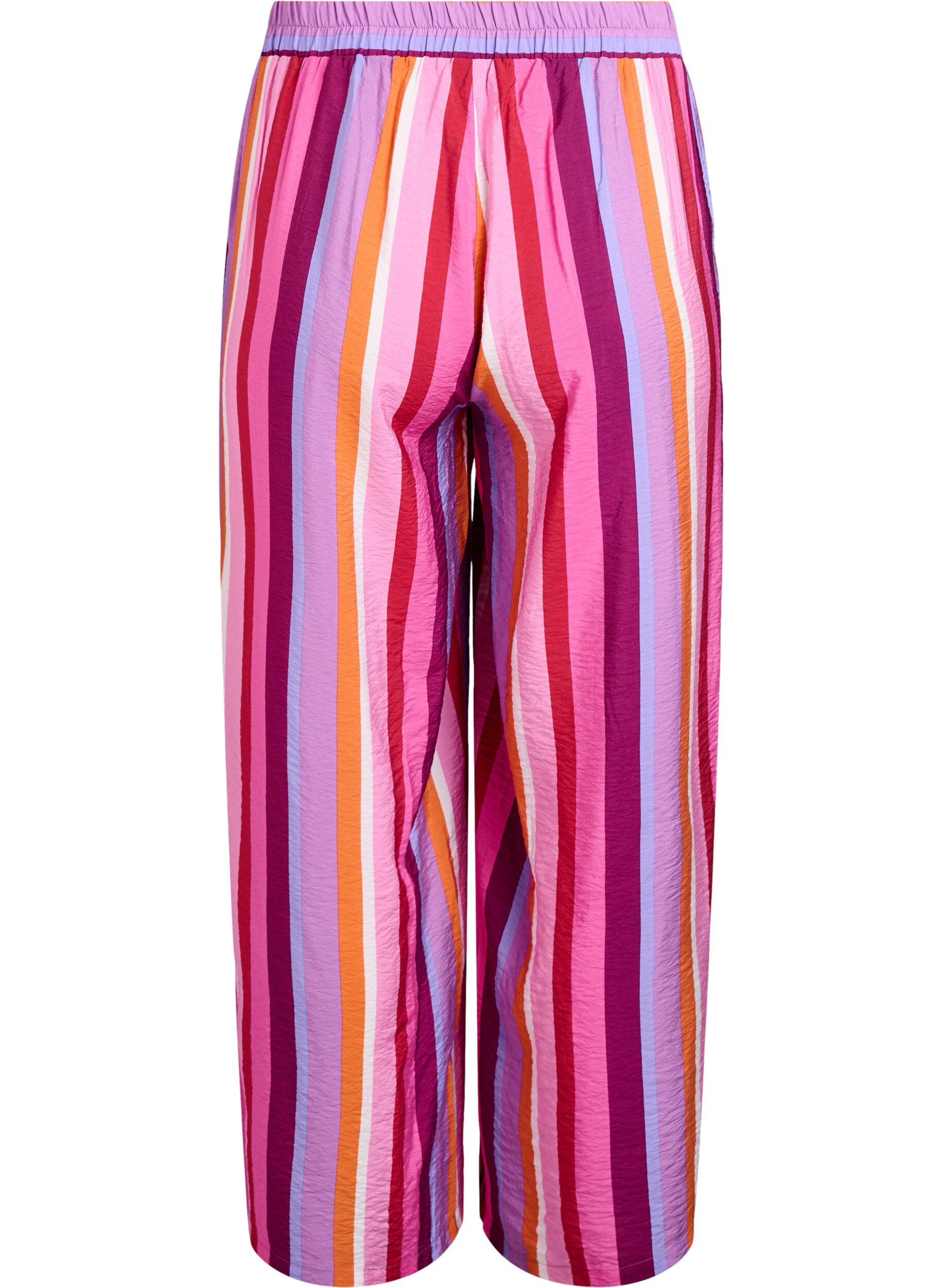 Zizzifashion Loose viscose trousers with stripes, Pink, Packshot image number 1