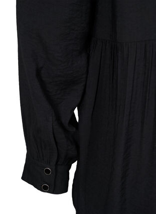 Solid-coloured, A-line shirt dress, Black, Packshot image number 3