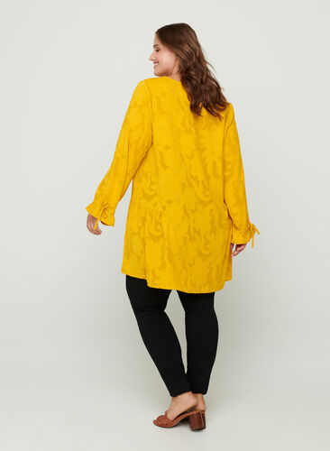 Loose V-neck tunic, Golden Yellow, Model image number 1