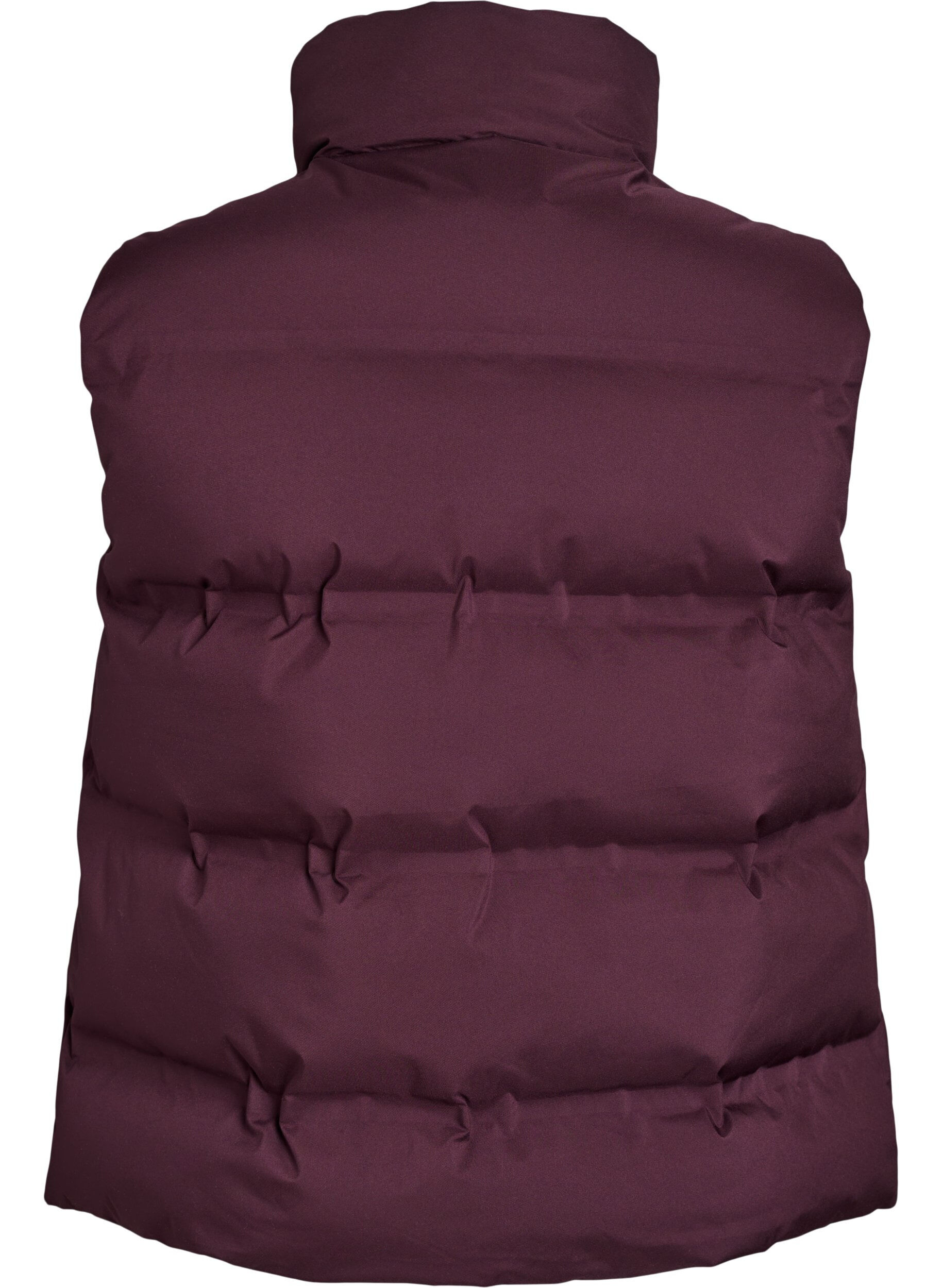 Zizzifashion Short puff vest with high collar, Dark Bordeaux, Packshot image number 1