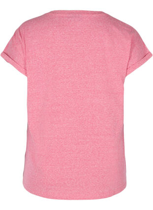 Marled cotton t-shirt, Fuchsia Purple Mel. , Packshot image number 1