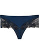 Hipster thong with floral embroidery and regular waist, Blue, Packshot image number 2